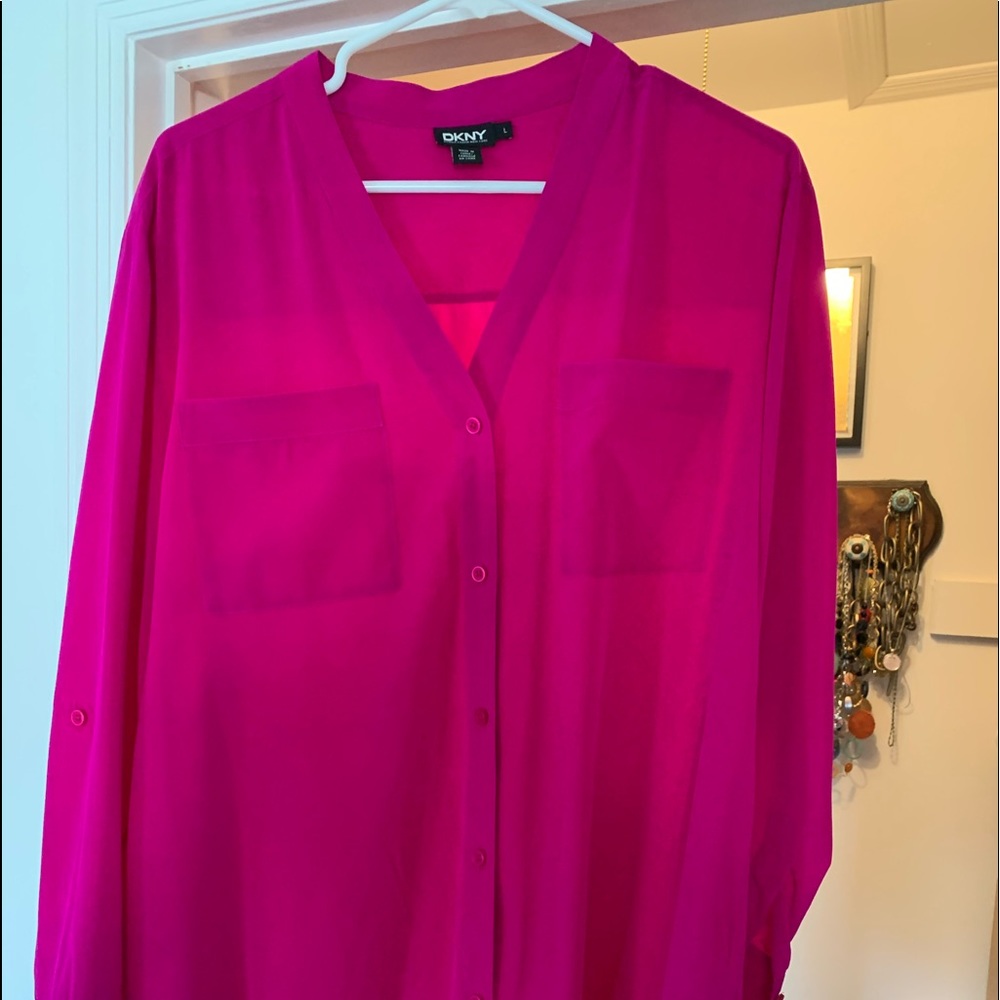 Hot Pink Silk DKNY blouse